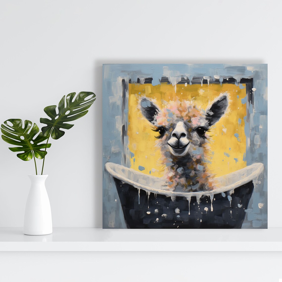 Llama in Bathtub Bathroom Decor Wall Art Print - Image 2