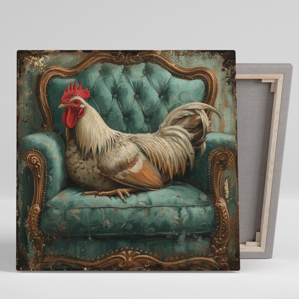 Regal Rooster Repose, Whimsical Farmhouse Art Print