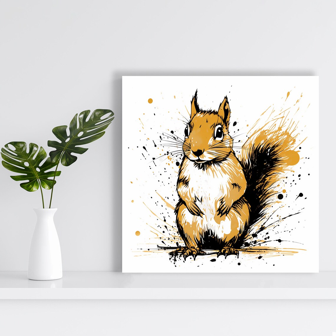 Squirrel Splatter Art Print, Contemporary Decor - Image 2