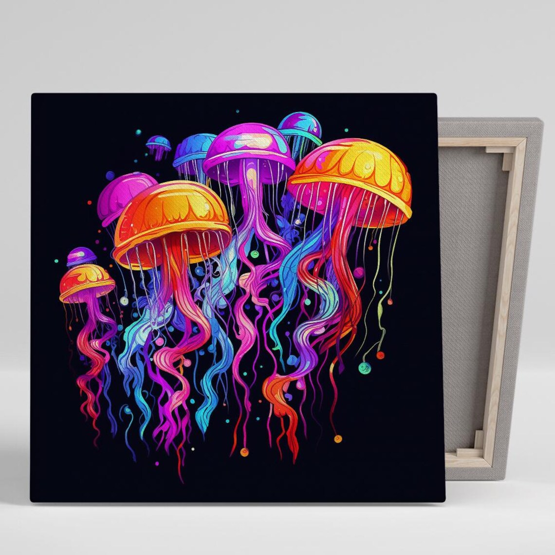 Neon Jellyfish Art Print, Whimsical Contemporary Decor