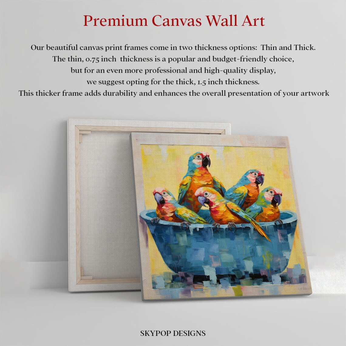 Parrots in Bathtub Nursery Bathroom Art Print - Image 4