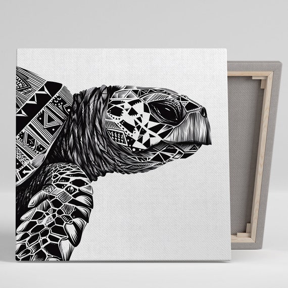 Geometric Turtle Fusion Art Or Poster Contemporary Minimalist Decor Living Room Office Bedroom Wall Art Black White Animal Design