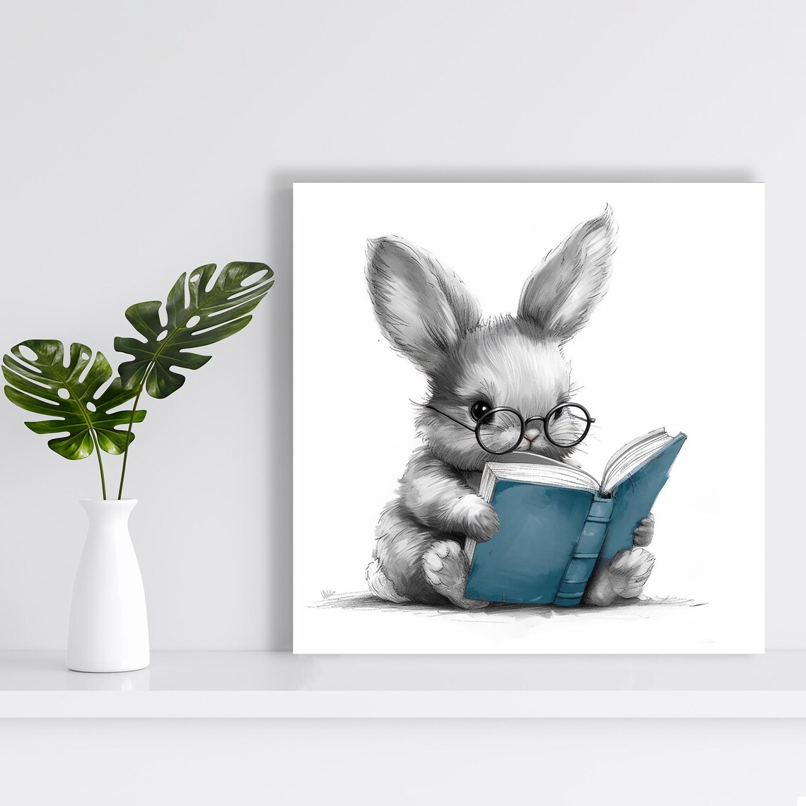 Bunny Bliss Modern Animal Wall Art Print, Nursery Decor - Image 2