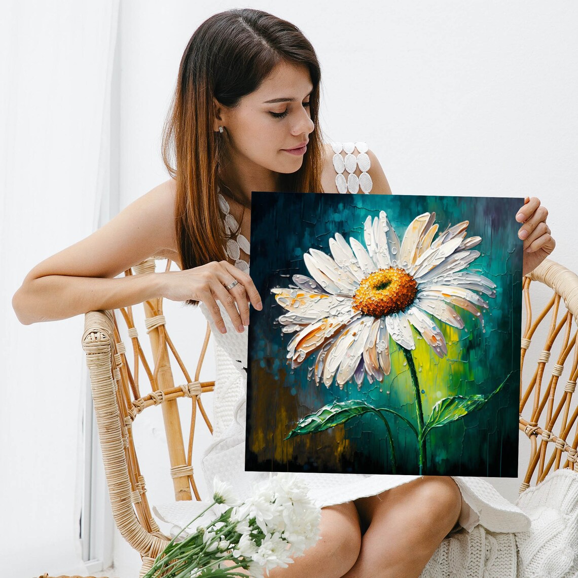 White Daisy Flower Art Print, Minimalist Botanical - Image 5