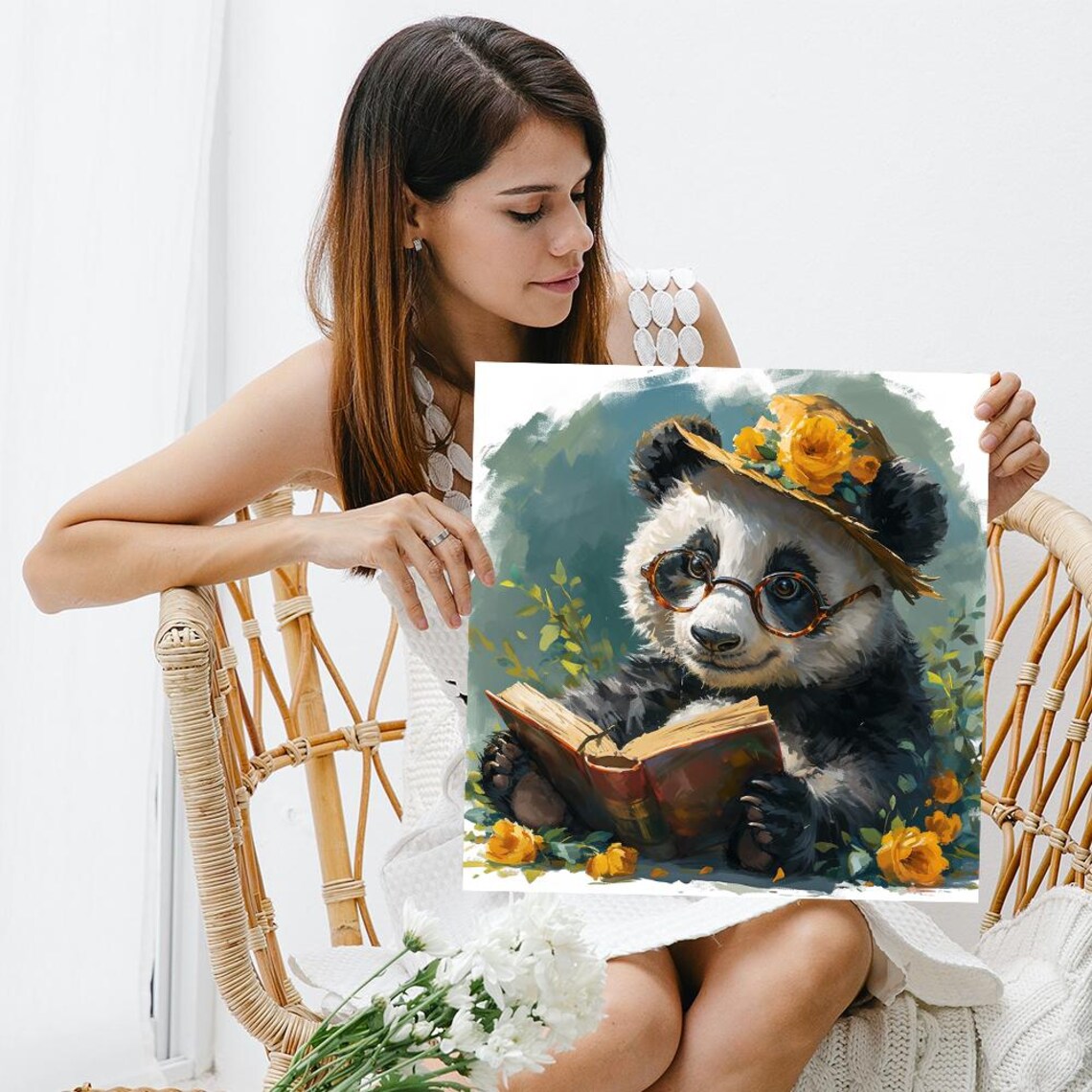 Scholarly Panda Whimsical Animal Poster Print - Image 3