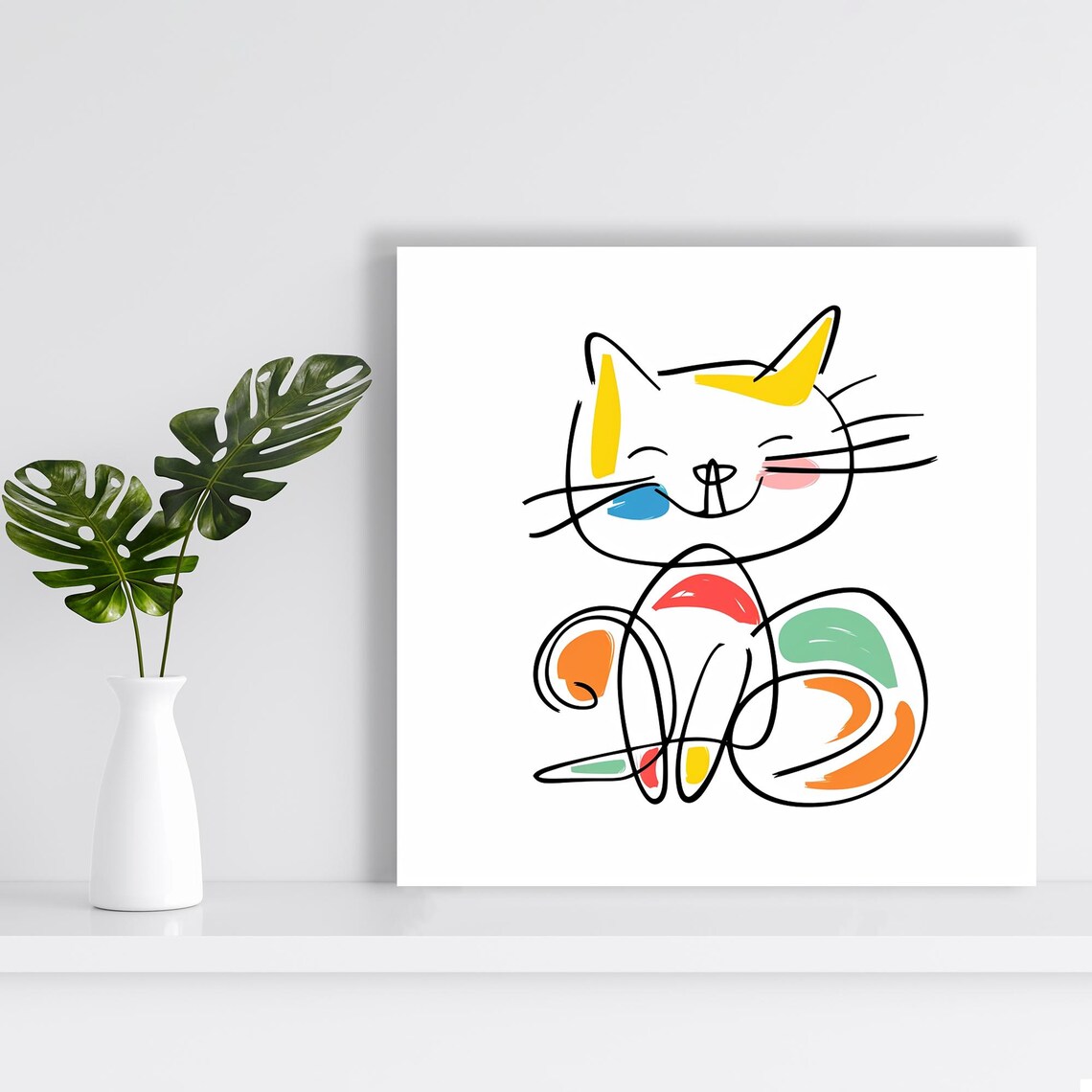 Colorful Cat Abstraction Art Print, Contemporary Decor - Image 2