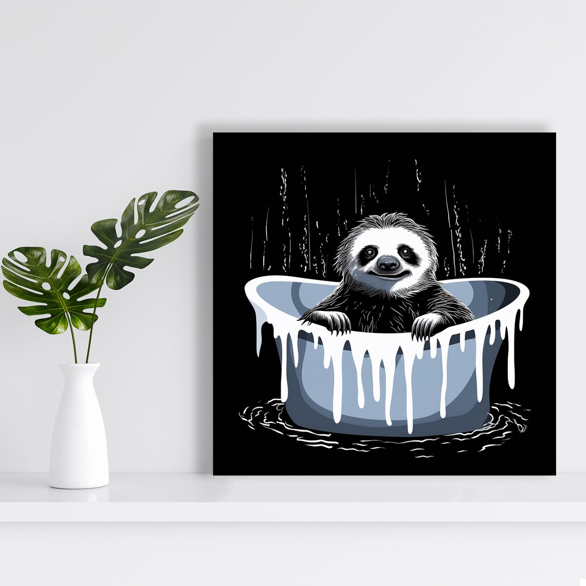 Bathing Sloth Delight, Modern Minimalist Poster - Image 2