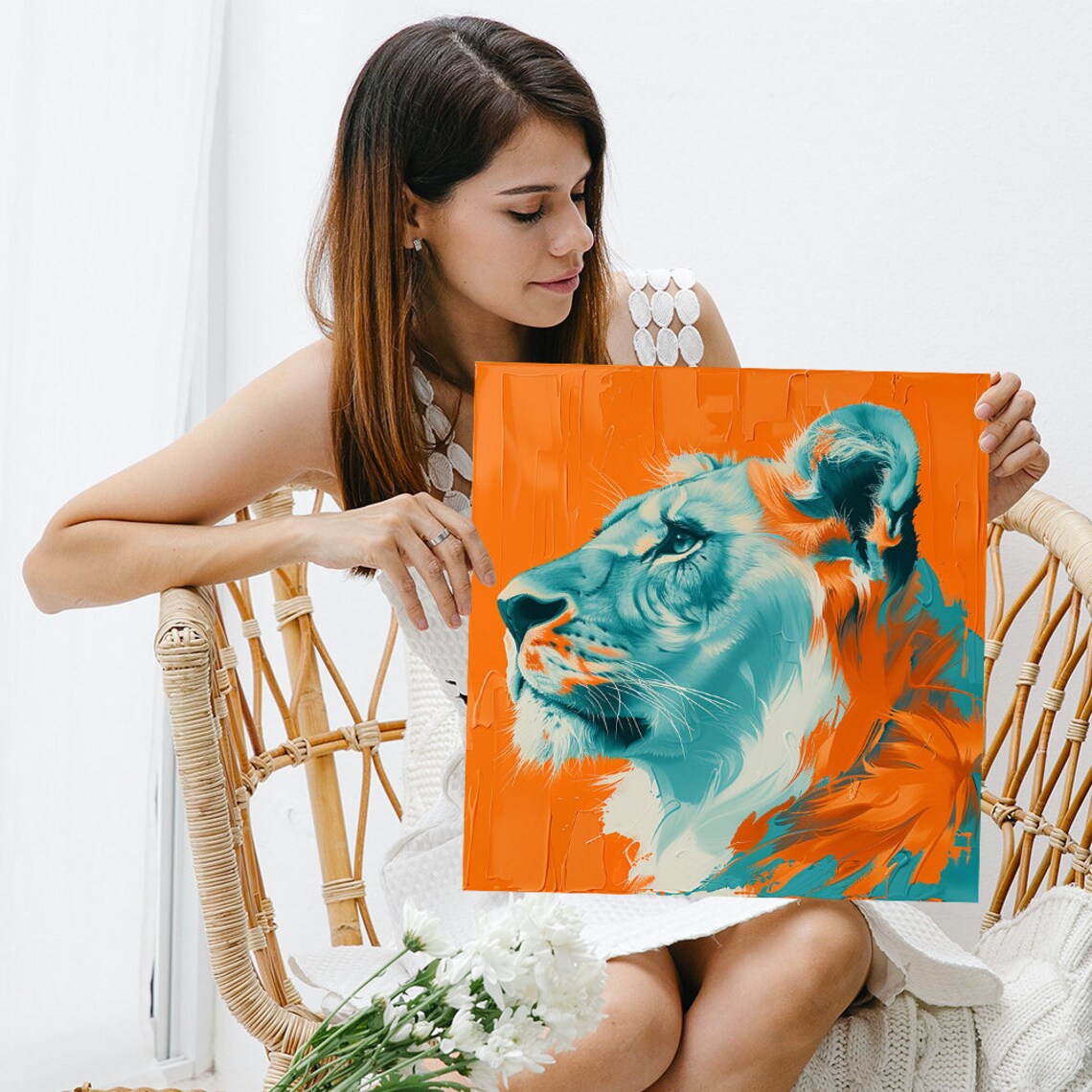 Regal Lion Fusion Contemporary Animal Art Print - Image 3