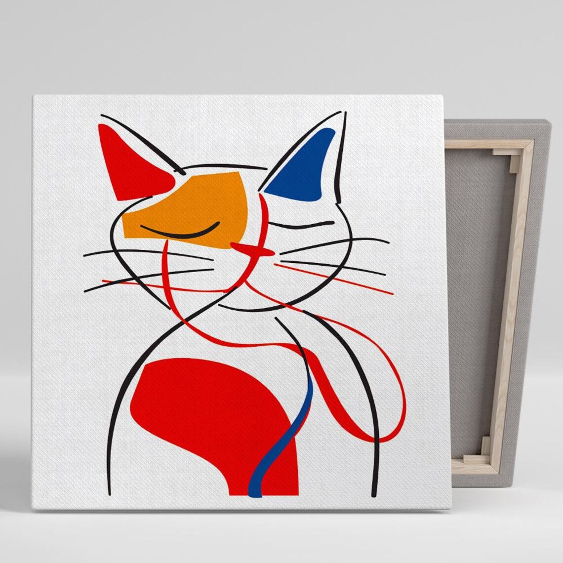 Colorblock Kitty Abstract Minimalist Art Print