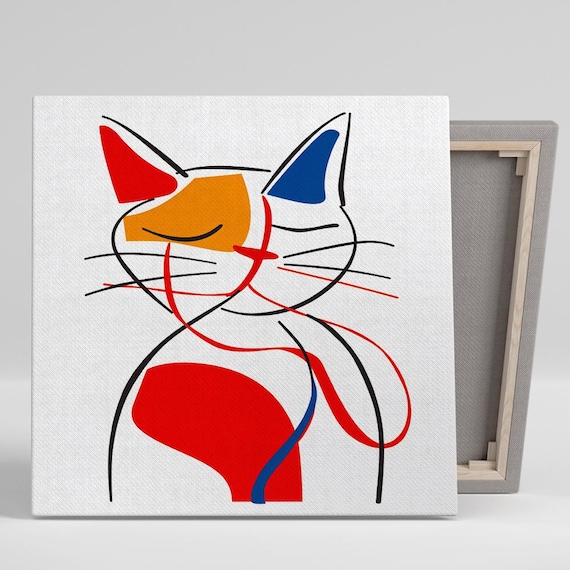 Colorblock Kitty Abstract Minimalist Art Print