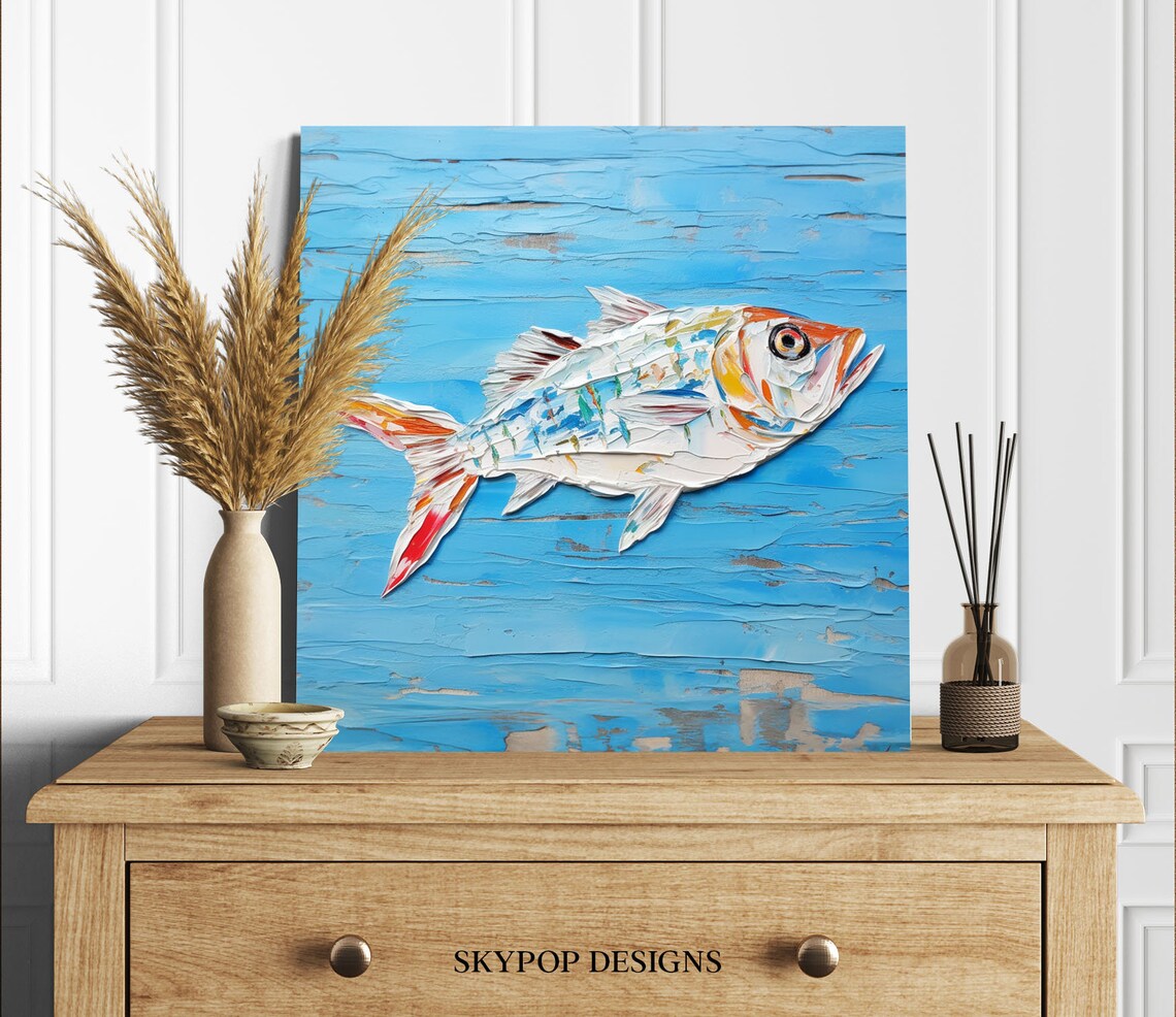 Abstract Fish Art Print, Nursery and Bathroom Decor - Image 2