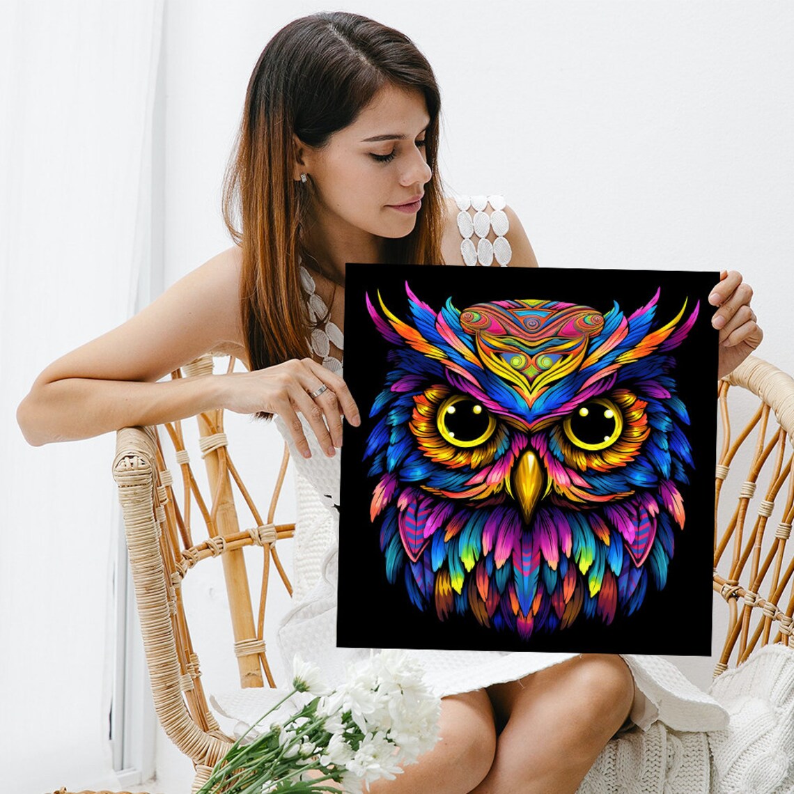 Psychedelic Owl Vision, Bohemian Wall Art Print - Image 3