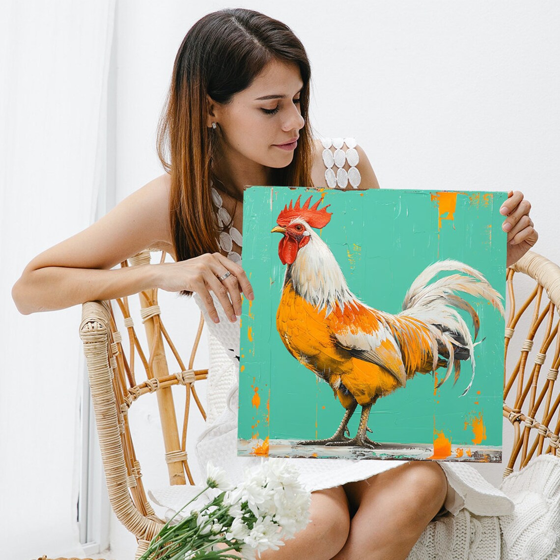 Rooster Sunrise Vintage Poster, Rustic Country Decor - Image 3