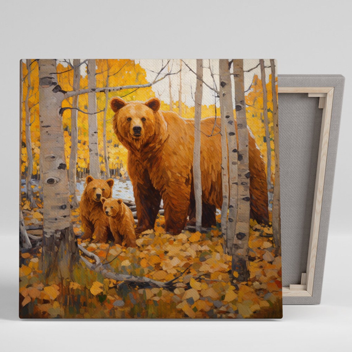Autumn Bear Family Nature Art Print, Seasonal Decor