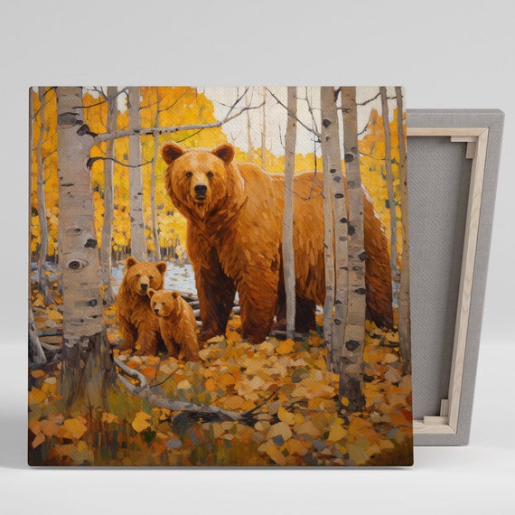 Autumn Bear Family Nature Art Print, Seasonal Decor