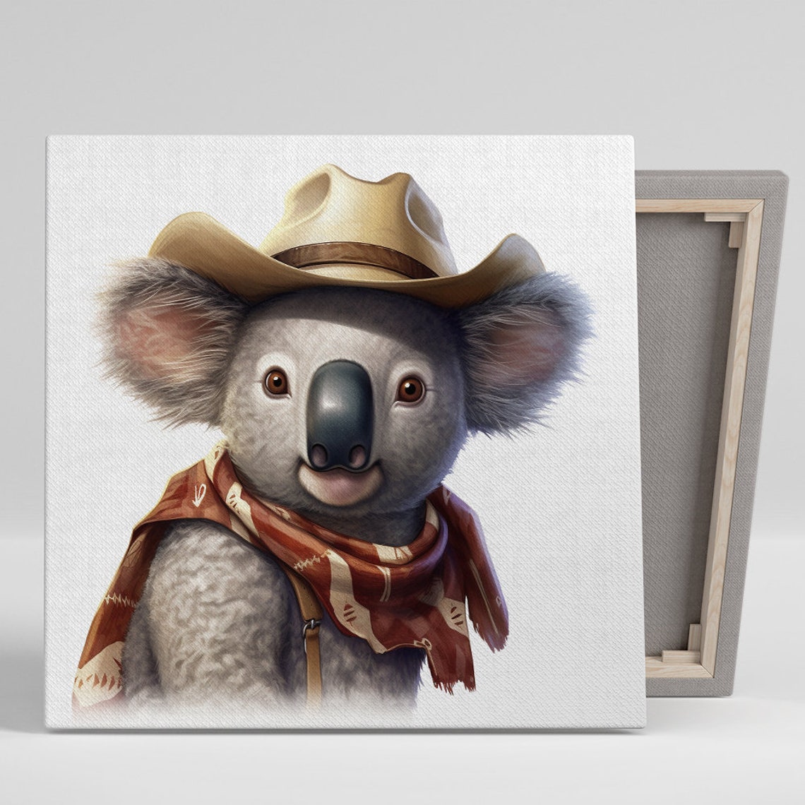 Cowboy Koala Wearing Hat And Red Bandana Cute Western Animal Poster