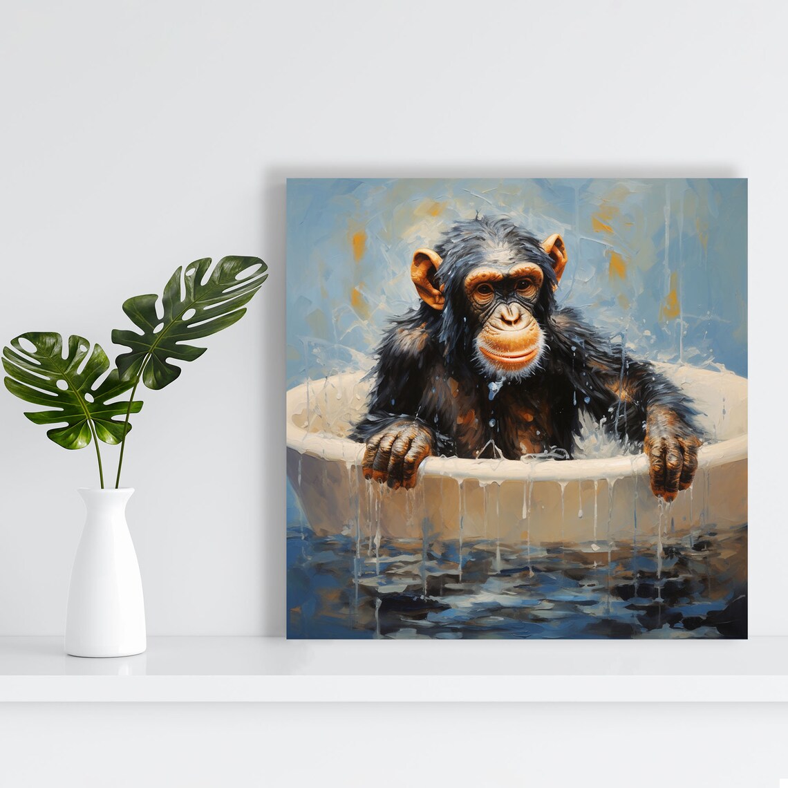 Monkey In Bathtub Bathroom Poster, Modern Decor - Image 4