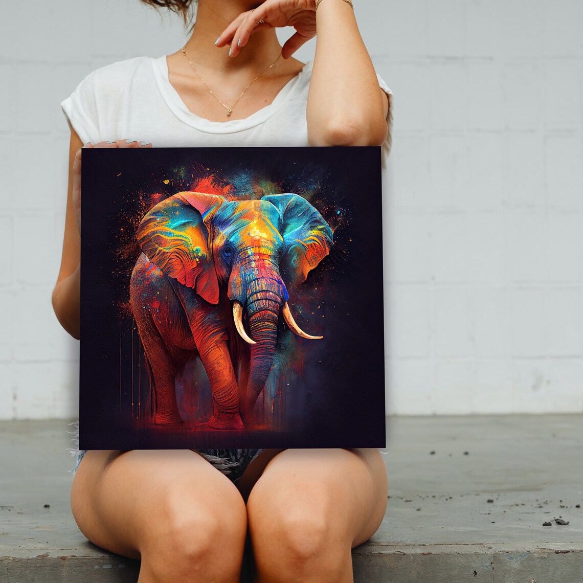 Abstract Colorful Elephant Wall Art Poster Print - Image 3
