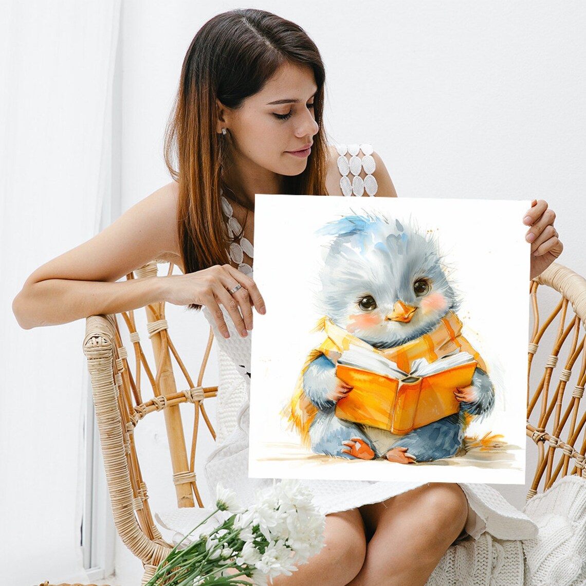 Studious Chick Whimsical Nursery Office Art Print - Image 3