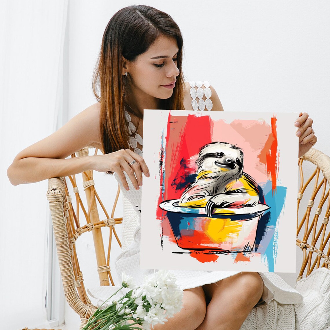 Whimsical Sloth Art Print, Colorful Animal Decor - Image 3