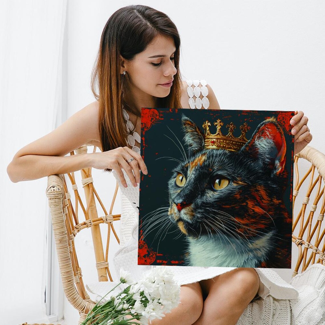 Cat Royal Majesty Glam Bohemian Wall Art Print - Image 3