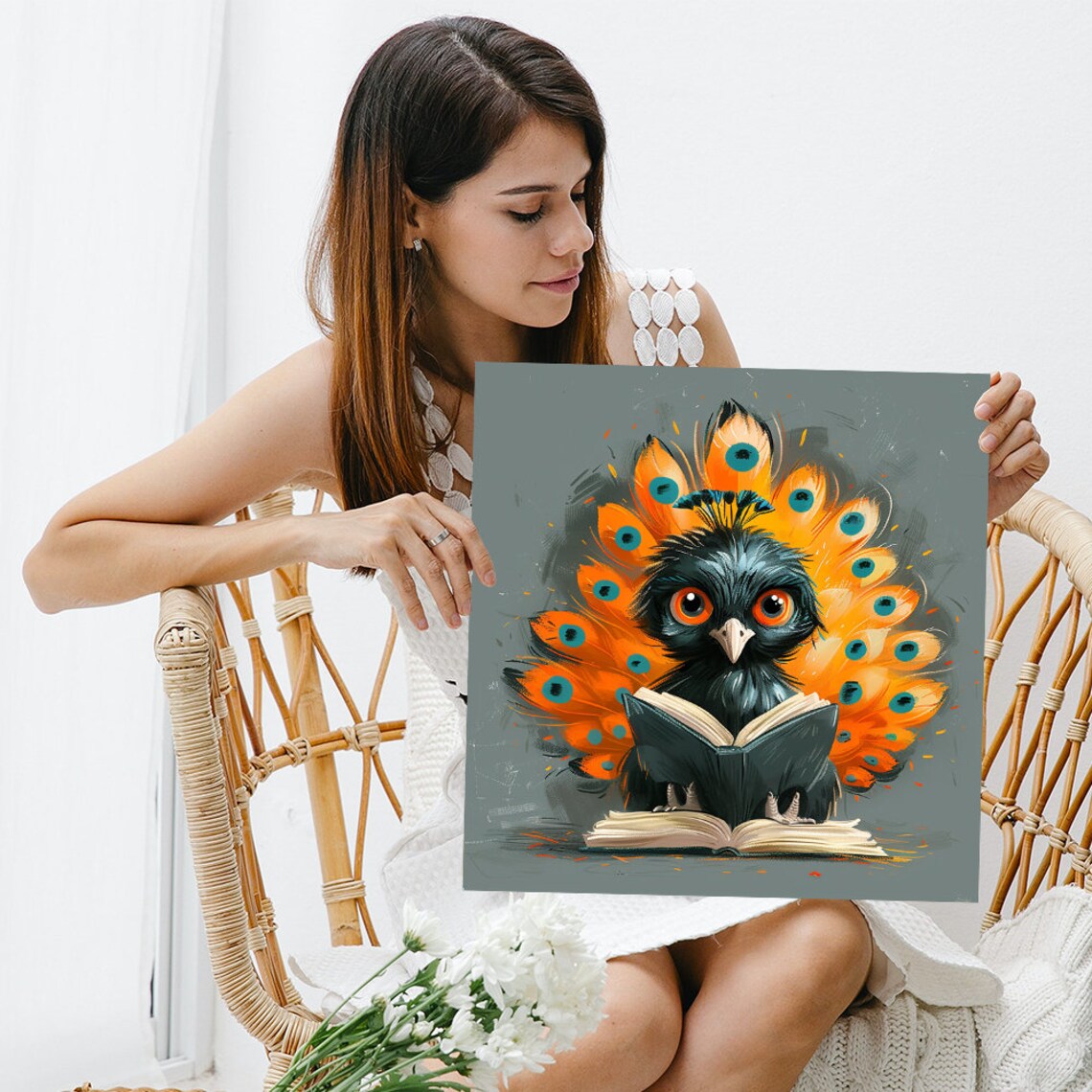 Owl Illumination Art Print, Whimsical Contemporary Decor - Image 3