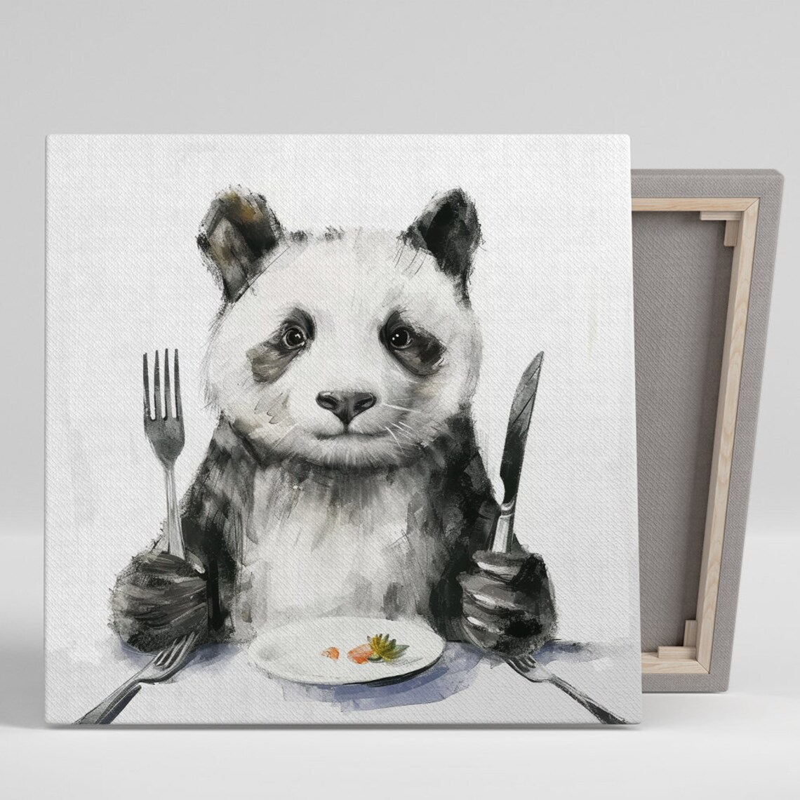 Hungry Pandas Dilemma, Whimsical Animal Art Print