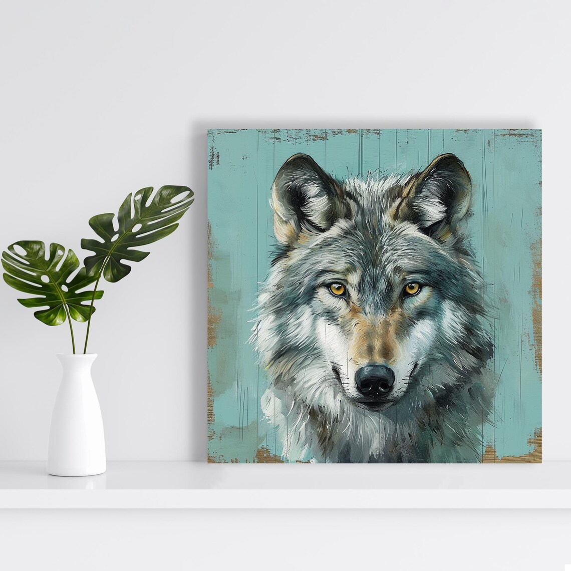 Wolf Portrait Poster Print, Rustic Animal Decor - Image 2