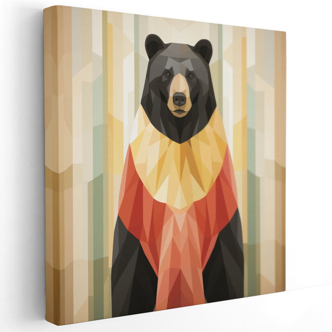 Geometric Polygonal Black Bear Colorful Chest Modern Wildlife Art Poster - Image 2