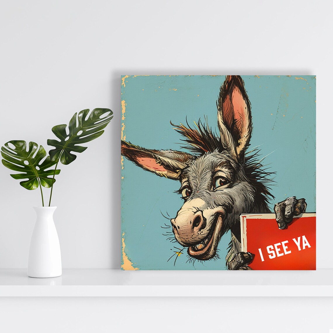 Cheeky Donkey Peek-a-Boo Farmhouse Wall Art Print - Image 2