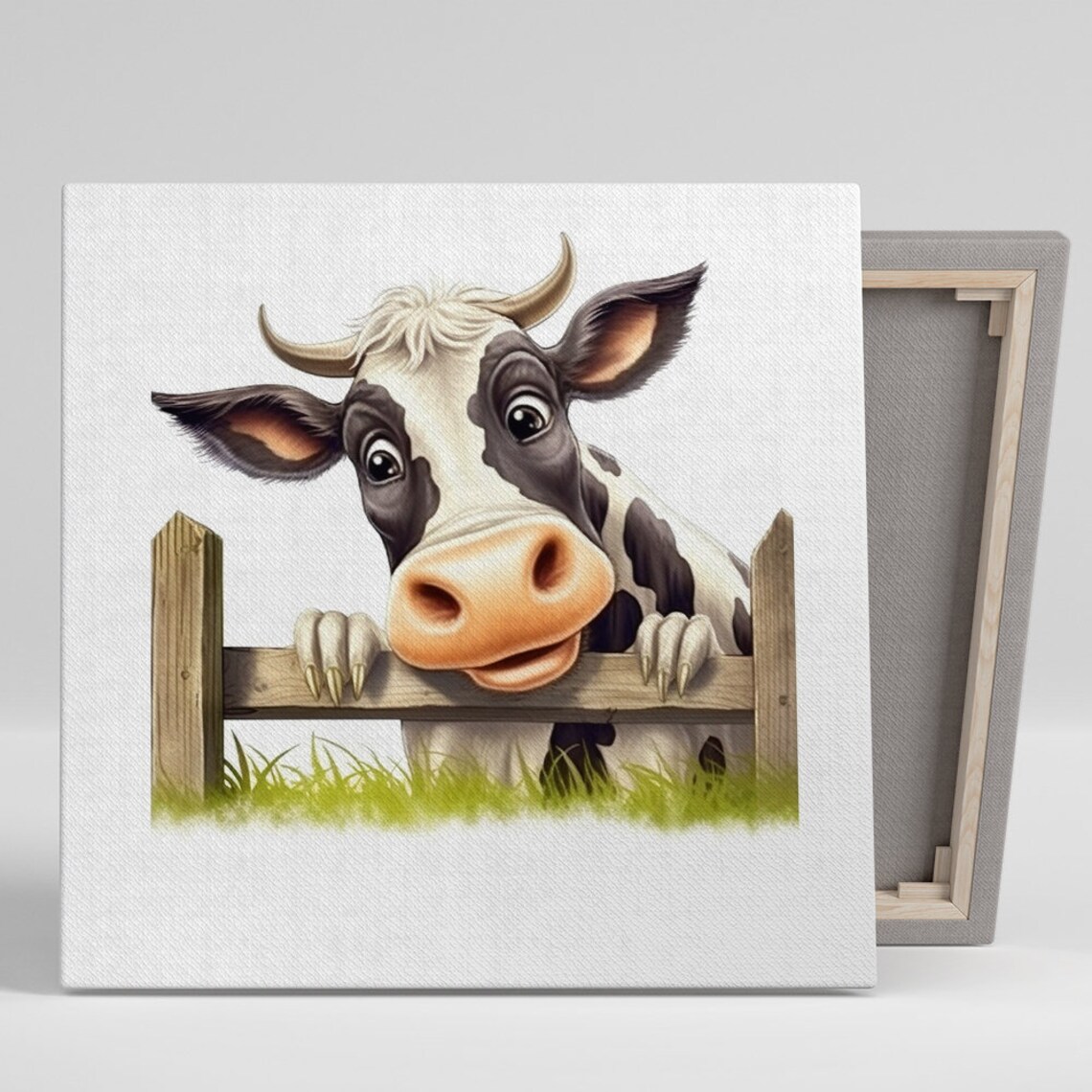 Curious Cow Peekaboo, Whimsical Farmhouse Art Print