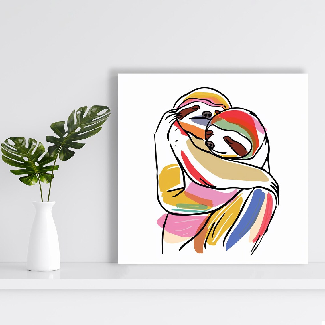 Colorful Embrace Abstract Art Print, Whimsical Decor - Image 2