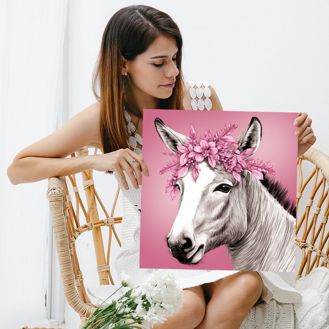 Blossoming Donkey Dreams Animal Decor Art Print - Image 3