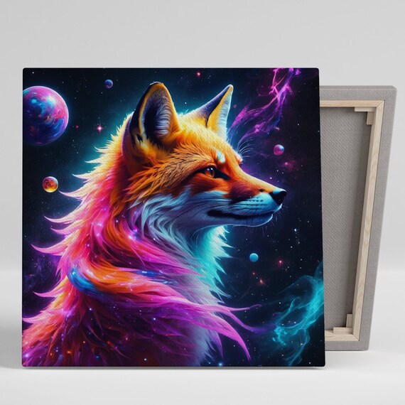 Cosmic Fox Galaxy Nebula Surreal Dreamlike Space Animal Poster