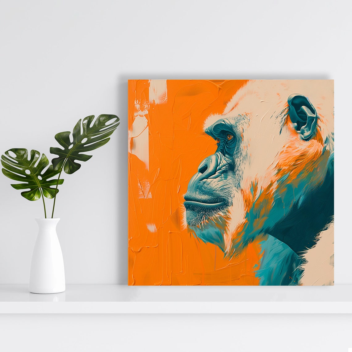 Gorilla Profile Portrait Teal Orange Modern Pop Art Style Poster - Image 2