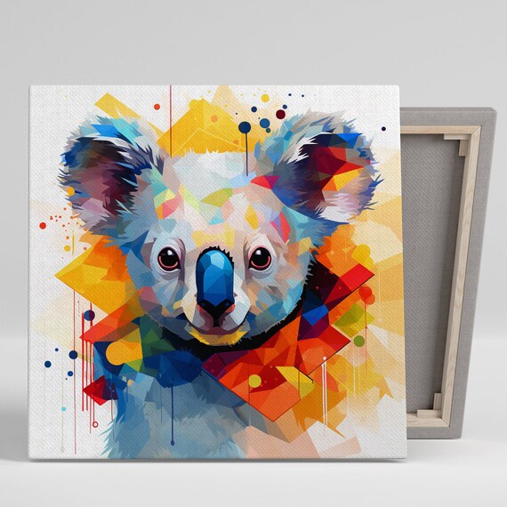 Geometric Koala Face Vibrant Low Poly Colorful Abstract Animal Portrait Poster