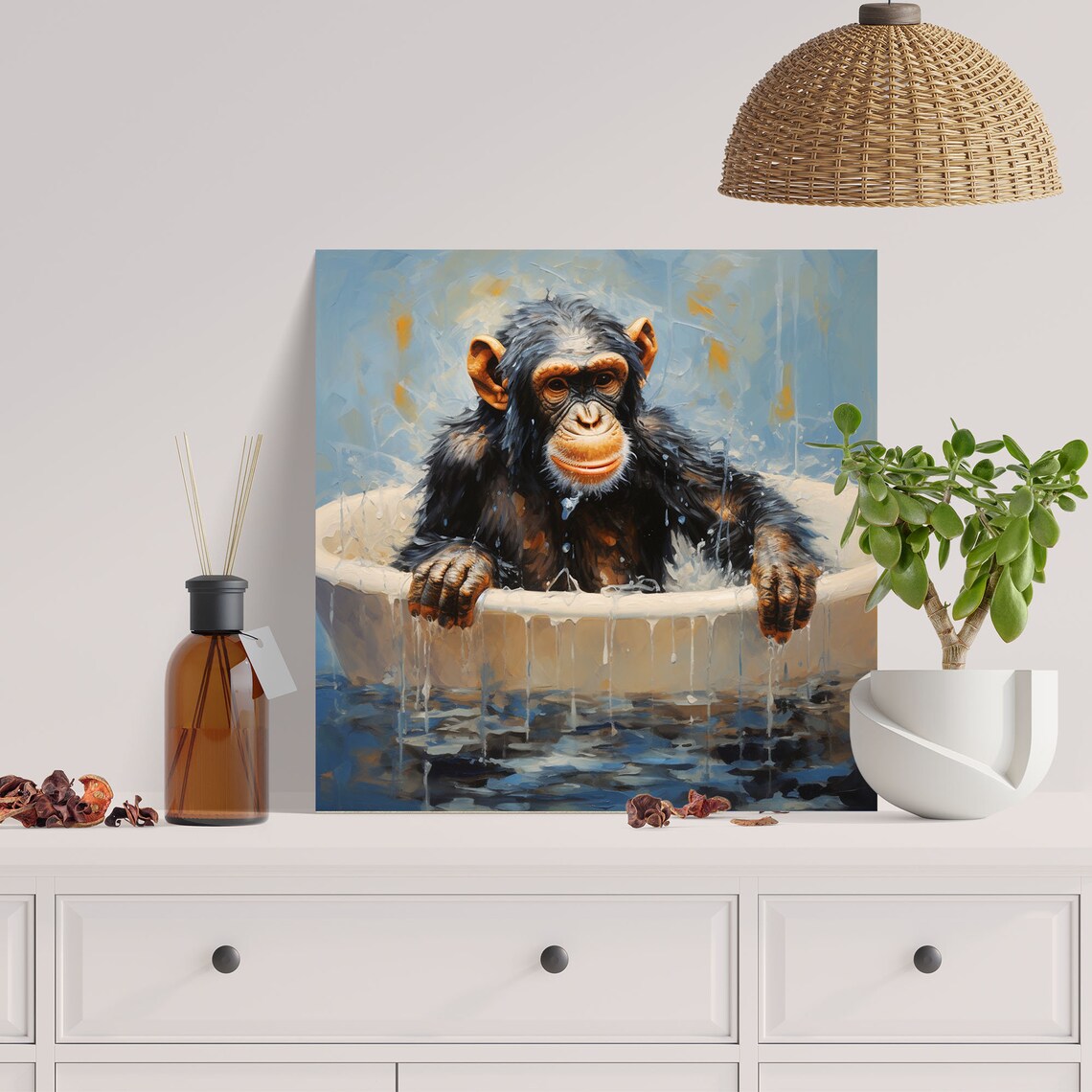 Monkey In Bathtub Bathroom Poster, Modern Decor - Image 3