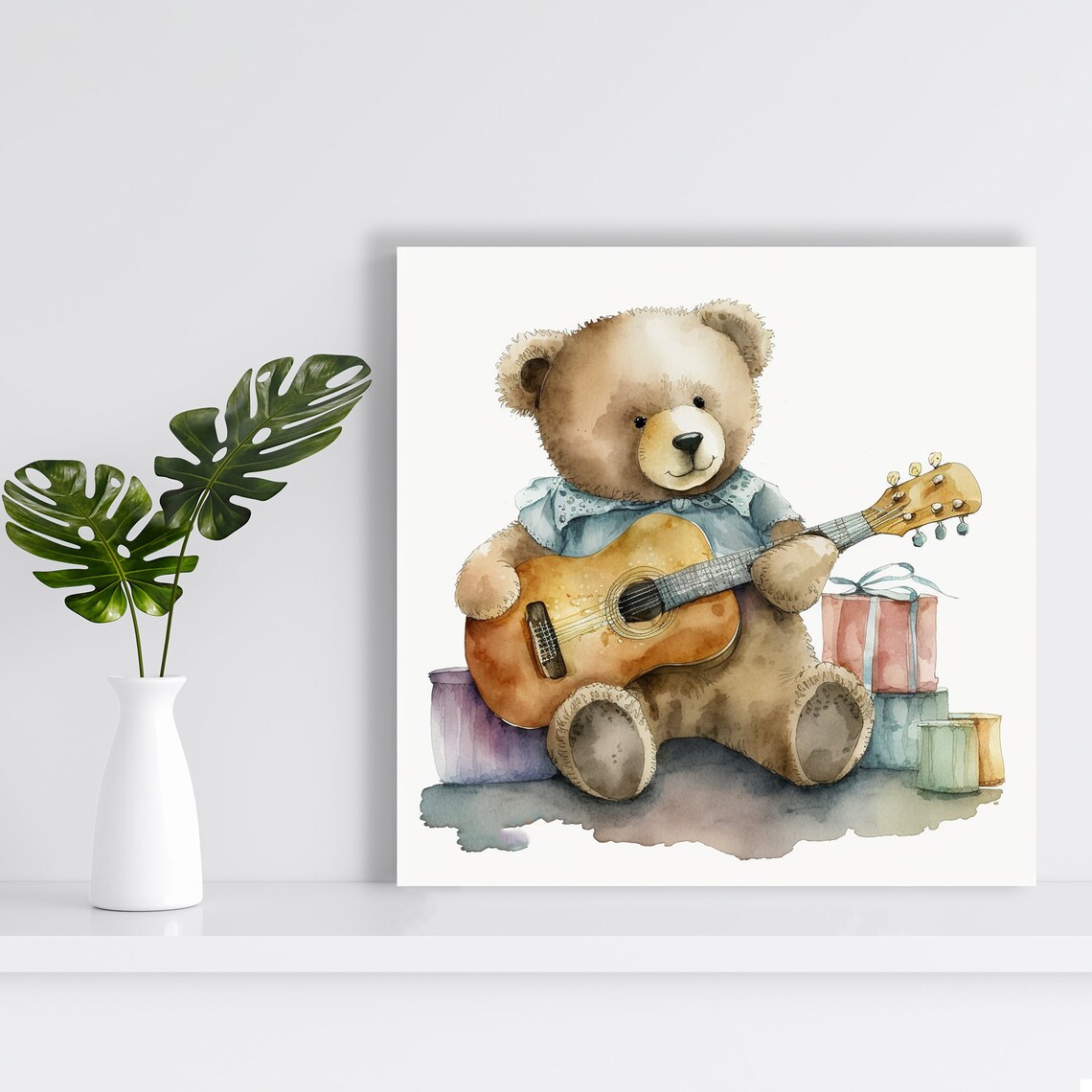 Teddy Serenade Bear Music Art Print, Whimsical Decor - Image 2