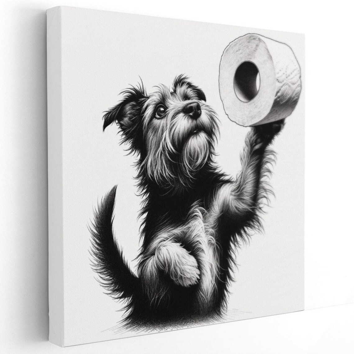 Dog Playing With Toilet Paper, Funny Bathroom Art Print - Image 2