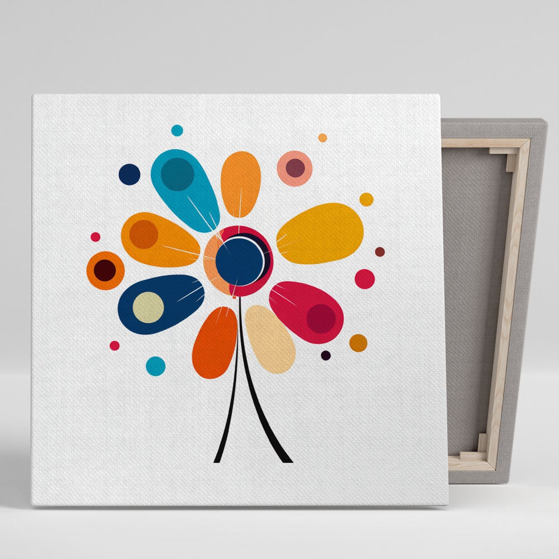 Mid Century Modern Flower Abstract Oval Petals Colorful Floral Poster