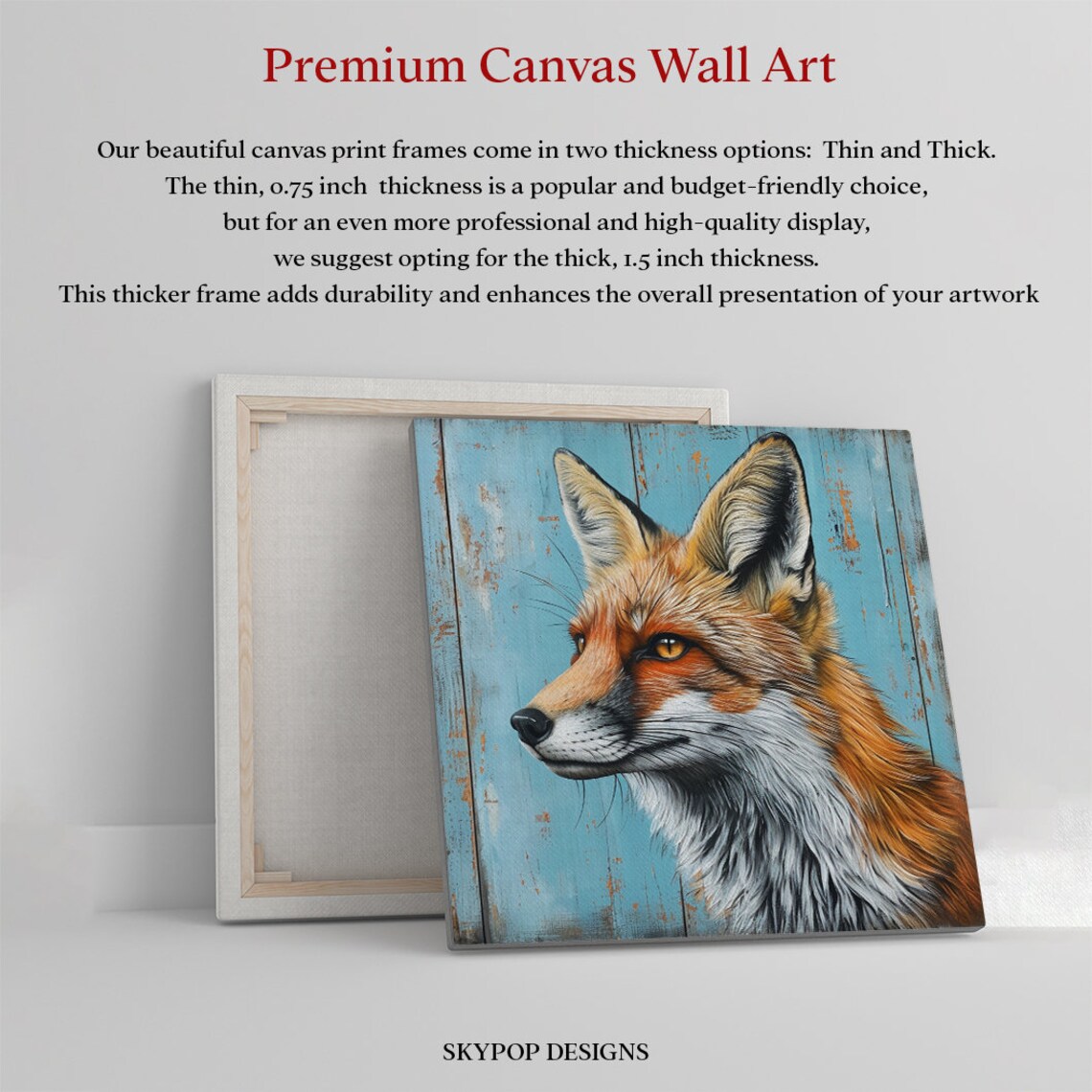 Fox Portrait Rustic Farmhouse Living Room Art Print - Image 3