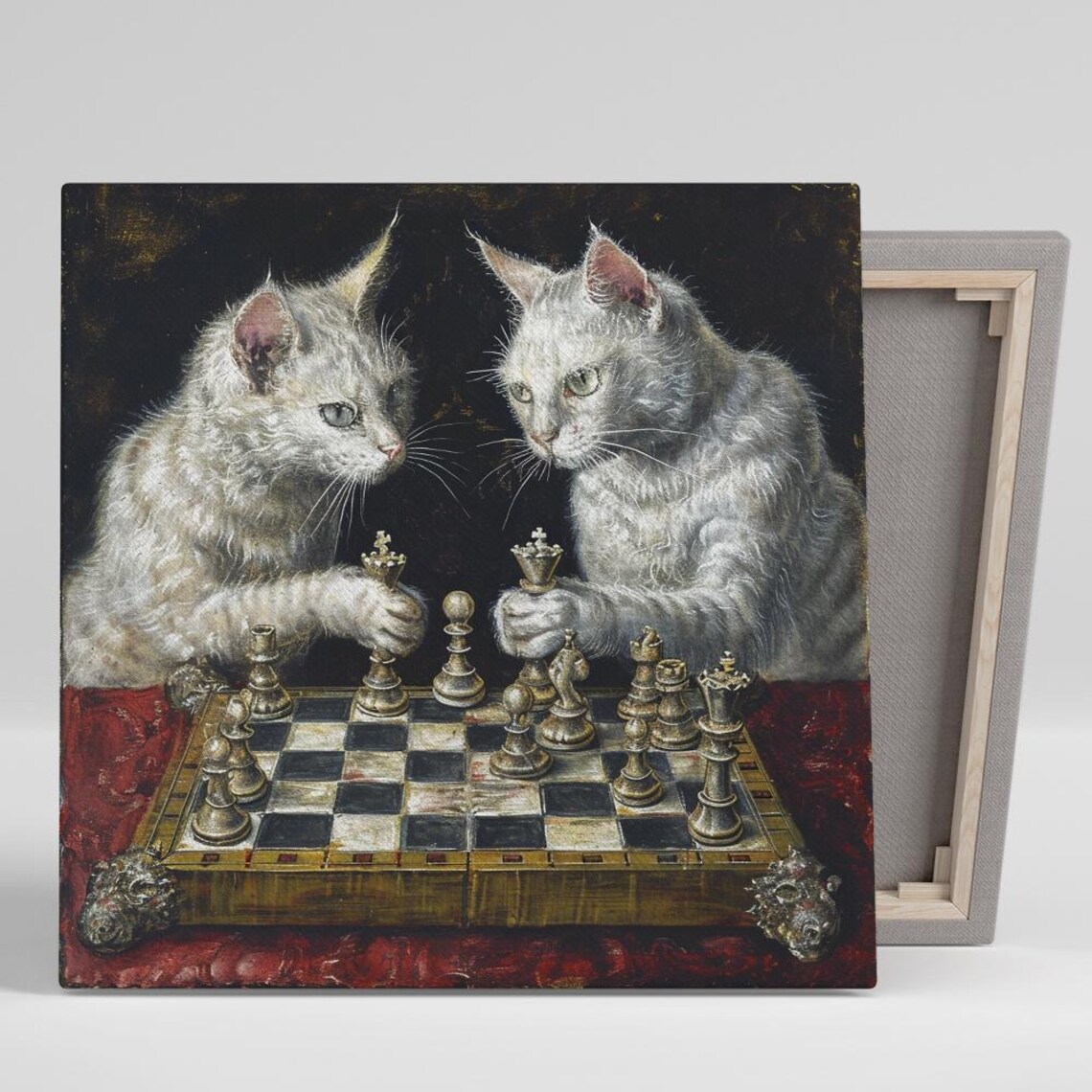 Cat Chess Masters, Classic Animal Wall Art Print
