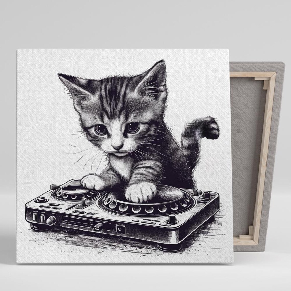 DJ Kitten Spin Master Whimsical Animal Art Print
