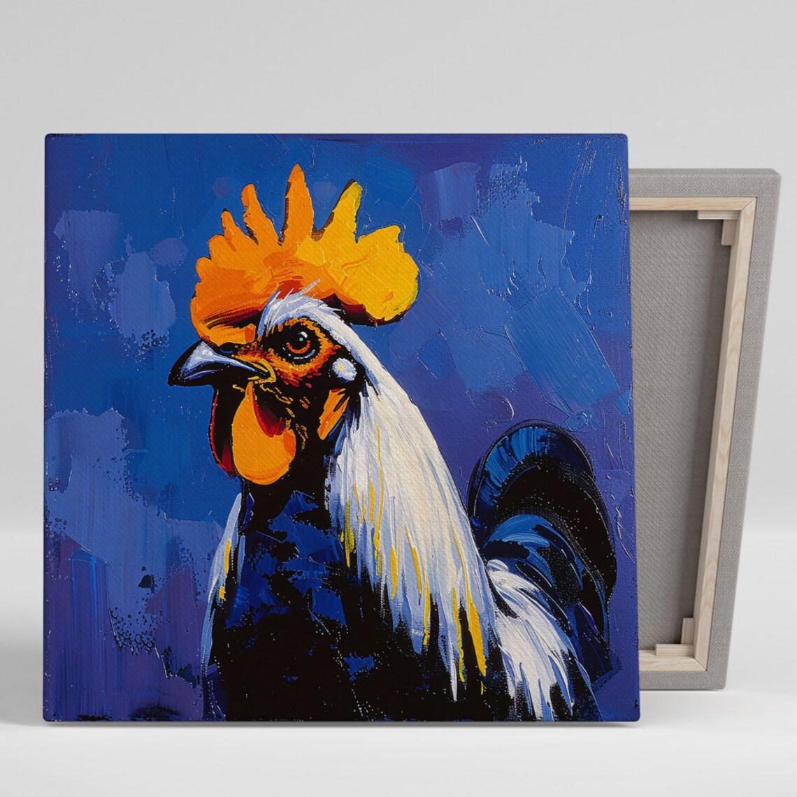 Rooster Awakening, Modern Rustic Animal Wall Art Print