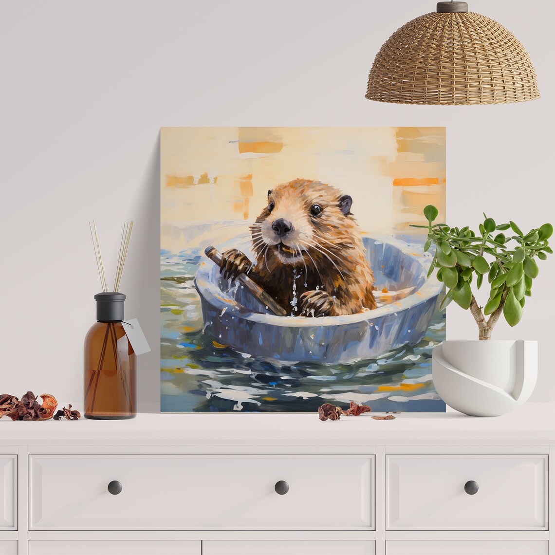 Beaver in Bathtub Bathroom Wall Art Print - Image 2