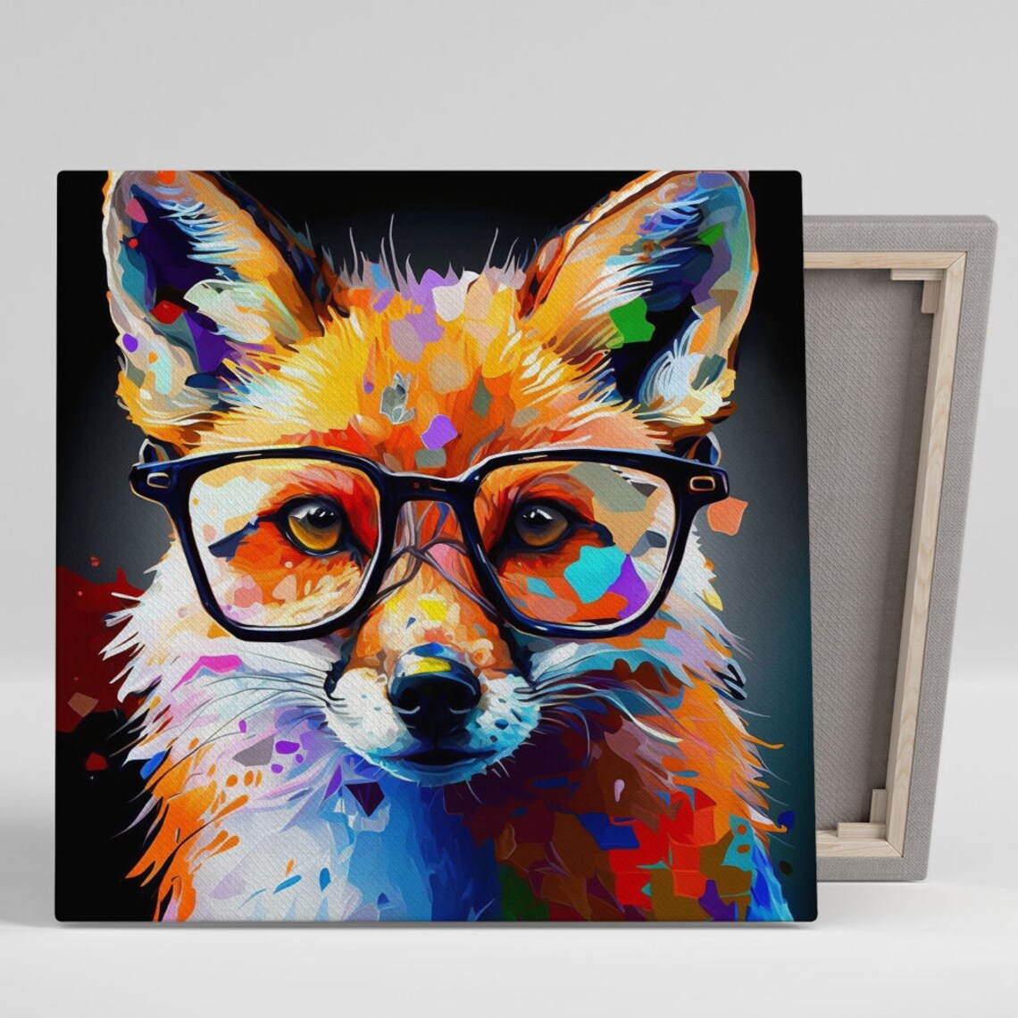 Colorful Pop Art Fox Wearing Glasses Bold Portrait Multicolor Animal Art Print