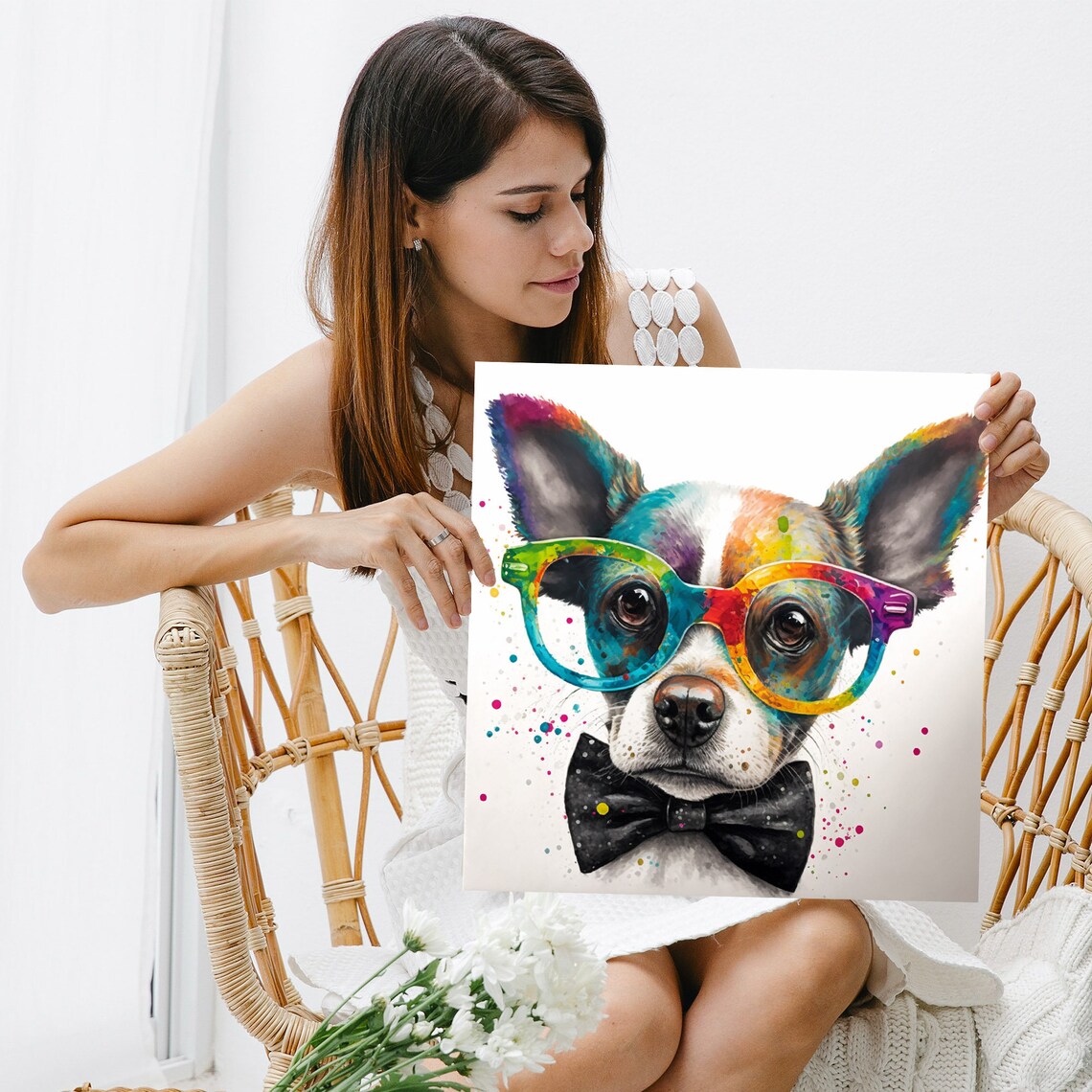 Dog With Glasses Art Print, Cute Animal Decor - Image 3