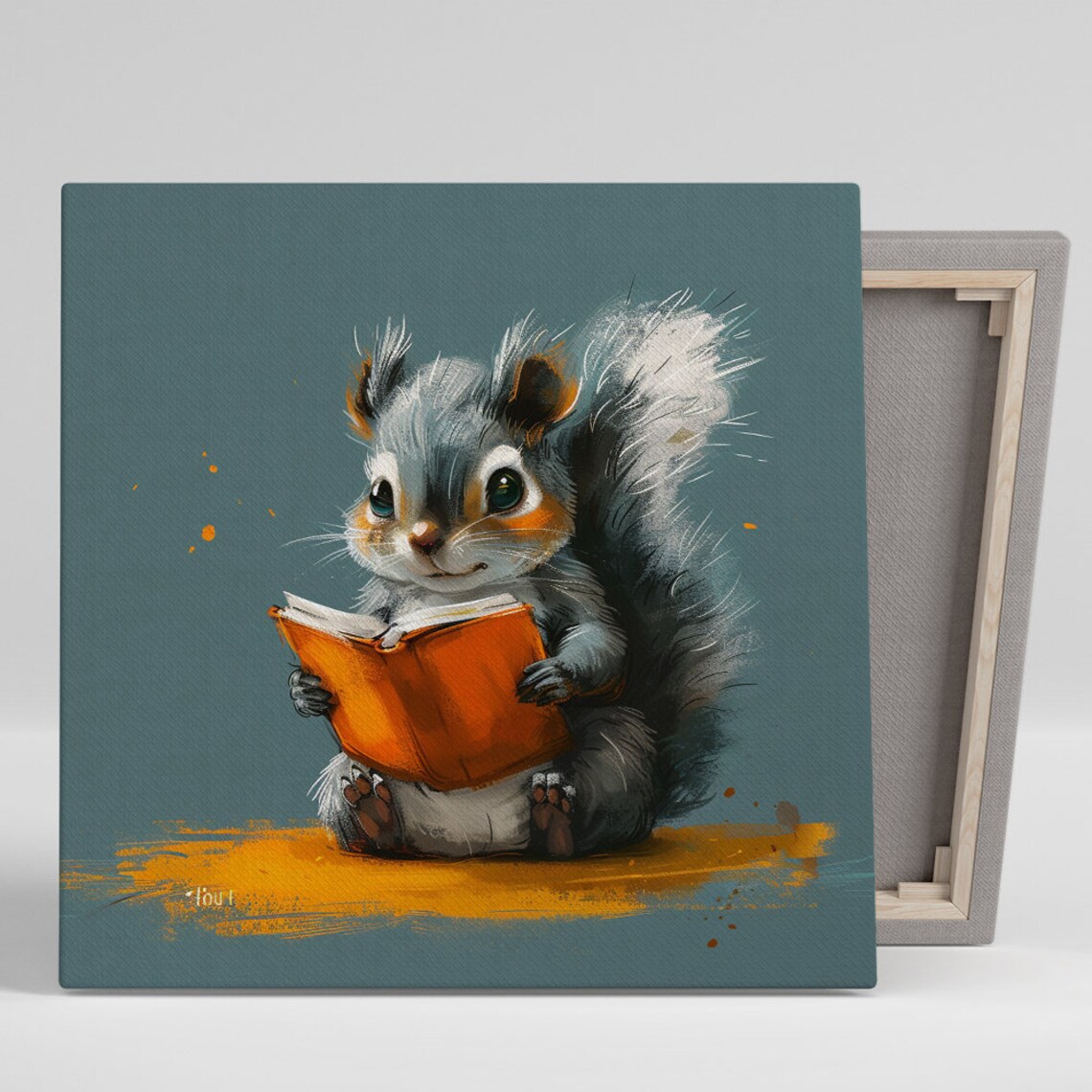 Squirrel Wall Art Print, Whimsical Reading Theme