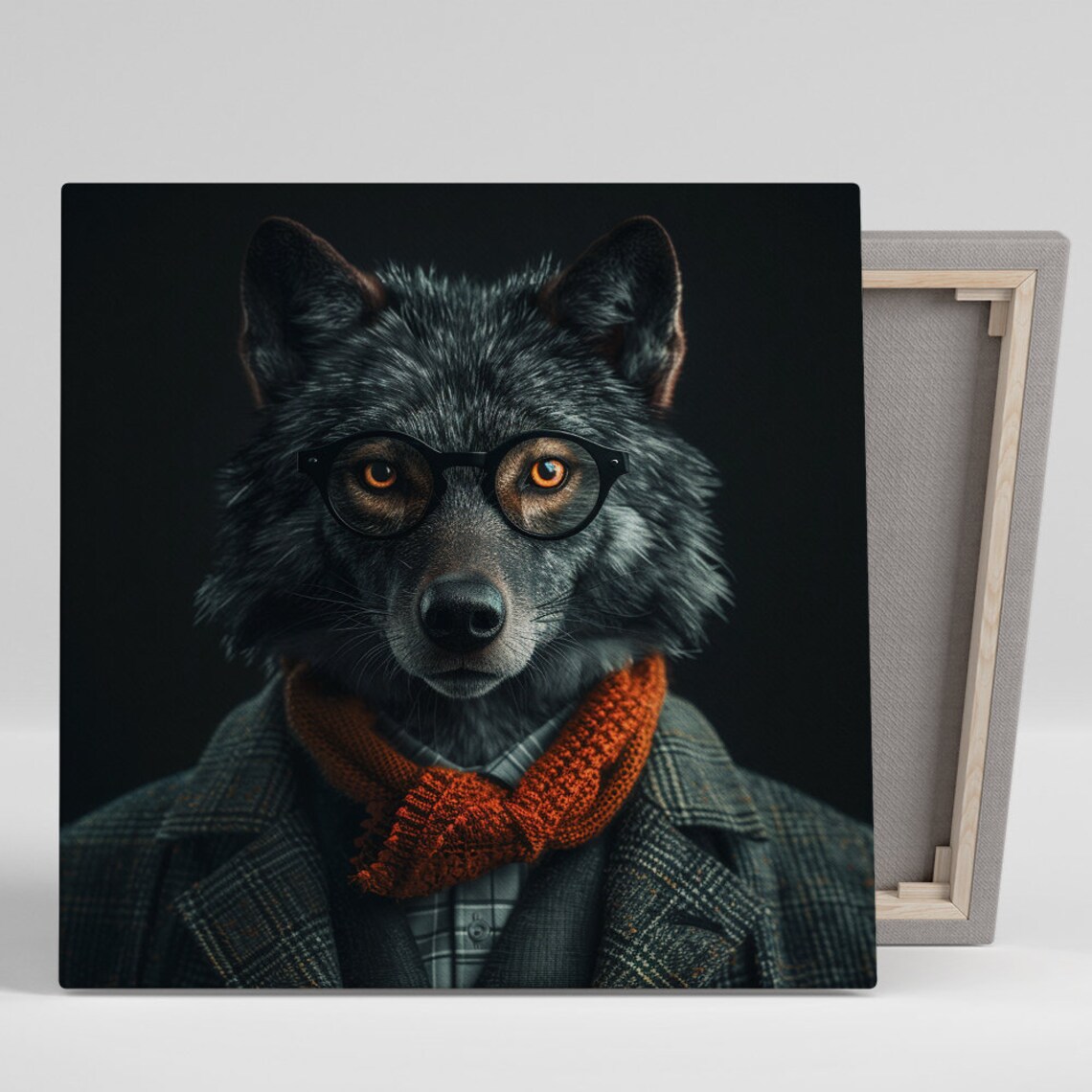 Wolf Scholarly Contemporary Whimsical Wall Art Print