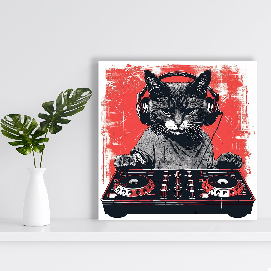 DJ Cat Remix Minimalist Art Print, Pop Street Music - Image 2